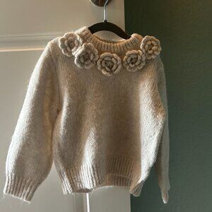 Zara Kids Knit Sweater With Flower Detail 6-7Y